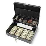 CARL CB-2011, Lockable Cash Box with Coin Tray – Durable Metal Money Box with Key Lock for Bills & Change – Portable Organizer for Markets, Events, Vendors & Fundraisers.