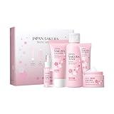 LAIKOU Skin Care Set JAPAN SAKURA Women Beauty Gift Sets Skin Care Kit with Cleanser, Toner, Serum, Eye Cream, Face Cream Travel Kit for Women Teen Girls Mom Daughter Birthday TSA-friendly Sizes 5pcs
