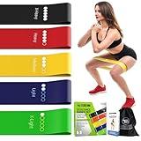 TechStone Resistance Bands Set for Men and Women, Pack of 5 Different Levels Elastic Band for Home Gym Long Exercise Workout – Great Fitness Equipment for Training, Yoga – Free Carrying Bag