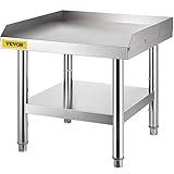 VEVOR Stainless Steel Equipment Grill Stand, 24 x 24 x 26 Inches Stainless Table, Grill Stand Table with Adjustable Storage Undershelf, Equipment Stand Grill Table for Hotel, Home, Restaurant Kitchen