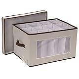 Household Essentials Stemware Storage Box, Windowed Storage with Lid, 12 Storage Compartments, Double Handles, Perfect for Storing Special Occasion Glassware