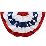 HOOSUN 4th Of July Decorations,American Flag Bunting for Outside,3x6 FT Fourth of July Bunting Patriotic Decorations,Red White and Blue USA Flags Pleated Fan Flag,American Flags Banners for Porch