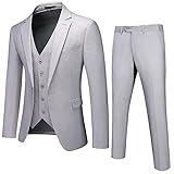 UNINUKOO Mens Suits 3 Piece Classic Fit Wedding Guest Outfit Suit Jacket Pants with Vest US Size 42 Light Grey