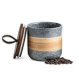 Miamolo Ceramic Jar with Lid Airtight, Coffee Container Kitchen Food Storage Jars for Spice Sugar Tea Bag, Stackable Decorative Jars for Countertop, Grey & 18oz