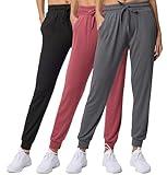 Real Essentials Women's Lounge Jogger Soft Teen Sleepwear Pajamas Fashion Loungewear Yoga Pant Active Athletic Track Running Workout Casual wear Ladies Yoga Sweatpants Pockets, Set 6, S, Pack of 3