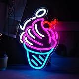 Ice Cream Neon Sign Sundae LED Neon Lights Signs Cupcake Neon Signs for Business Wall Decor Melting Ice Cream LED Signs for Bedroom Dessert Shop Restaurant Store Bar Decor 14 * 10 Inch