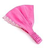 Peppercorn Kids Eyelet Needlework Embroidered Bandana Headband – For Girls Ages 5–12, Fuschia Pink