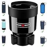 Seven Sparta Car Cup Holder Expander with Adjustable Base, Compatible with Hydro Flasks 32/40 Ounce, Compatible with Yeti Ramblers 20/26/30 Ounce, Other Bottles in 3.4"-3.8" (Black)