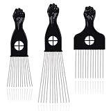 LEADUWAY Hair Picks - Black Metal Afro Combs for Hair Styling, Fist Pick for Women and Men