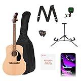 Fender California Debut Redondo Series Acoustic Guitar Pack, Beginner Guitar, 2-Year Warranty, Includes Gig Bag, Stand, and More, Natural