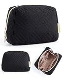BAGSMART Small Makeup Bag, Travel Cosmetic Bag Make Up Pouch Small Travel Zipper Pouch,Water-resistant Toiletry Bag,Makeup Organizer Bag for Women,Black
