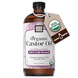 BAMBOO AND BIRCH Castor Oil Organic Cold Pressed Unrefined Glass Bottle, 16 Fl Oz, USDA Certified, Natural Hair Growth, Carrier Oil for Thicker and Fuller Eyelashes, Eyebrows