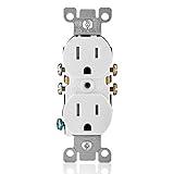 Leviton T5320-WMP 15 Amp 125V Tamper Resistant Duplex Receptacle , White, 10 Count (Pack of 1)