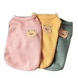 Cotton Dog Shirt Summer Lightweight Pet T-Shirts Soft Breathable Stretchy Cats Dogs Tee Shirt Sleeveless Vest Dog Apparel for Medium Small Dog Clothes 3PCS Yellow&Green&Pink
