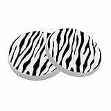 oFloral Black White Coasters for Drinks Zebra Stripe Animal Skin Textures Trendy Cups Place Mats for Home Decor Set of 2, 4 Inch