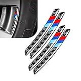 Diamall 4 PCS Carbon Fiber Wheel Hub Stickers, 0.32" x 3.54" Wheel Well Arch Sticker, 3 Color Stripe Emblems Wheel Rim Sticker Decal, Universal Wheel Protection for Most Cars (Version #2)