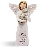 Cat Memorial Gifts for Loss of Cat, Pet Loss Sympathy Gift, Pet Cat Remembrance Gifts, Cat Loss Sympathy Gift, Cat Mom Gifts for Cat Lovers, Cat Statue Hand-Painted Figurines Angel Cat (Gray)