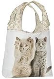 O-WITZ Reusable Grocery Bags | Vibrant Tote Bag For Groceries, Gym, Beach Gear, Toys & More | Washable Design With Large Handles For Maximum Convenience | Folds Into A Small Pouch, Cat Gray
