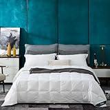 Globon Summer Down Comforter/Blanket King Size, Lightweight Duvet Insert for Hot Sleepers, Noiseless & Extra Soft Shell, 18OZ, 750 Fill Power, with Ties, Solid White