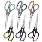 Scissors for Office School Supplies, Hnncugty 8" Scissors All Purpose Bulk Set of 6-Pack, Sharp Shears for Home Craft Sewing Fabric Middle School Student Teacher Supplies, Comfort Right/Left Handed