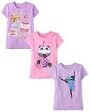 The Children's Place,Girls,Assorted Everyday Short Sleeve Graphic T-Shirts,Multipacks,Panda Drink/Ballet Girl/Cake Food 3-Pack,Medium