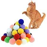 Shizhoo Premium Soft Pom Pom Balls for Kittens - Lightweight, Interactive, Assorted Colors - Plush Toy for Kitten Training and Play - Pet Products for Cats (1.2 Inches 30 Balls)