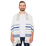 Holy Land Market New Covenant Prayer Shawl with Bag, Card & Tallit Brochure, Soft Fabric, 72x22 Inches for Women and Men