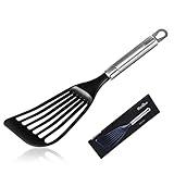 KSENDALO Thin Kitchen Spatula Turner for Egg,Fish, Slotted Flexible Plastic Spatula for Nonstick Cookware, Idea Kitchen Utensil for Egg, Bacon, Fish, Pancakes