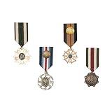 SAPOCHE Retro Vintage Military Medals - 4Pcs Army Ribbons and Medals, Best Costume Medal, British Military Pins for Patriot/Royal Prince/Army War Uniform, Men Costume, Ribbon, Epaulets
