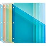Amazon Basics Binder Organizer Poly Jacket, 3 Hole Punch, Assorted Colors, Pack of 5