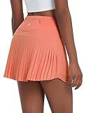 baleaf Women's Pleated Tennis Skirts High Waisted Lightweight Athletic Golf Skorts Skirts with Shorts Pockets Scorched Red Coral Small