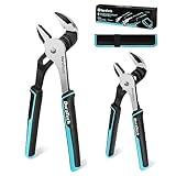 DURATECH 2-Piece Groove Joint Pliers Set with Rolling Pouch, 10 & 8-Inch Adjustable Water Pump Pliers, Straight Jaw Tongue and Groove Pliers for Home Repair, Gripping, Pipe & Fittings