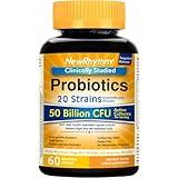 NewRhythm Probiotics 50 Billion CFU 20 Strains, 60 Veggie Capsules, Targeted Release Technology, Stomach Acid Resistant, No Need for Refrigeration, Non-GMO, Gluten Free