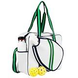Pickleball Bag for women, Indoor court bag, fashion pickle ball bag, brooklyn pickleball tote (white navy green)