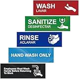 Magicfour Wash Rinse Sanitize Sink Labels, 5 Pack 3 Compartment Sink Waterproof Sticker Signs for Wash Station, Commercial Kitchens, Restaurant, Food Trucks, Busing Stations, Dishwashing