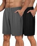 2 Pack Mens Gym Basketball Shorts - Athletic Black Workout Quick Dry Shorts with Pockets for Casual Running