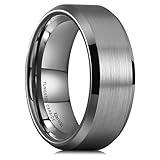 King Will Gunmetal Gray 8mm Basic Wedding Ring For Men with Brushed Matte Surface Beveled Polished Edge Comfort Fit Size 11
