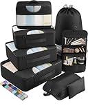 Veken 8 Set Packing Cubes for Travel Essentials, Suitcase Organizer Bags in 4 Sizes, Carry-On Luggage Accessories with Large Laundry & Hanging Toiletry Bag, Must-Have for Airplane, Road Trip & Camping