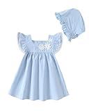 Kucnuzki Baby Girl Dress 12 18 Months Girl Clothes Baby Outfit Blue A Line Causal Toddler Summer Boho Midi Dress Ruffle Sleeve Toddler Outfit Cute Kids Clothes