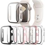 6-Pack Case Compatible with Apple Watch 40mm Series SE 2nd Gen 6 5 4 with Tempered Glass Screen Protector, QCKANLJ Ultra-Thin Hard PC Full Protective Face Cover Bumper for iWatch 40mm