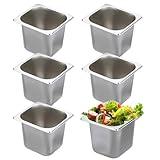 BSTKEY 6 Pack 1/6 Size 6 Inch Deep Hotel Pan, Stainless Steel Steam Table Pan, Stackable Catering Pan Metal Pan Commercial Food Pans for Kitchen Restaurant Buffet Party Supplies
