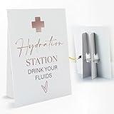 1 PCS Hydration Station Table Sign with Stand, 8 x 11 Inch, Table Toppers Sign for Drinks Bar Party, Congrats Grad Party Decorations Favors Supplies
