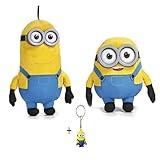 Play by Play Minions Rise of Crane Plush Minions Premium Plush New Selection Bob, Eight, Kevin, Stuart, Dave with PVC Eyes Original License (Bob + Kevin Pack 2)