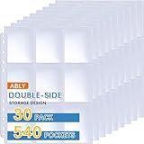 ABLY 540 Pockets Double-Sided Trading Card Pages Sleeves 9-Pocket Clear Plastic Game Card Protectors for Skylanders, Pokemon, Baseball Cards and More, Fit 3 Ring Binder (30 Pages)