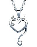 Infinite U Women's 925 Sterling Silver Cubic Zirconia Devil Heart Pendant Necklace, Silver
