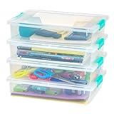 IRIS USA 6 Qt. Plastic Storage Bins Containers with Lids, 4 Pack, Sensory Bin, Craft Storage, Craft Organizers and Storage, Organizing Container for Home, Office and Art Supplies, Stackable, Clear