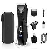 Manscape 3-in-1 Body Trimmer for Men, Groin, Pubic & Ball Hair Shaver No-Nick, Nose Hair Trimmer, Body Groomer for Smooth Shaving, Lightweight with Travel Lock, LED Display, IPX7 Waterproof