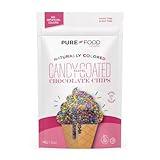 Pure Food By Estee Natural Pastel Colors Rainbow Candy Coated Chocolate Chips, 5oz | Cosmic Brownie Sprinkles | Vegan Chocolate | Natural Color Sprinkles | Mini Colored Chocolate Chips for Baking | Soy Free, Gluten Free, Dairy Free, Nut Free