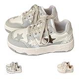 Fujedmog Star Shoes Walking Sneakers for Women - Chunky Platform Y2K Aesthetic Cute Stars Comfort Support US 4-8 (Grey,7.5)