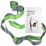 SANKUU Yoga Straps Stretching Strap with 12 Loops Workout Poster, Straps for Stretching Physical Therapy Equipment Long Stretch Out Bands for Exercise, Pilates and Gymnastics for Women Men (Green)